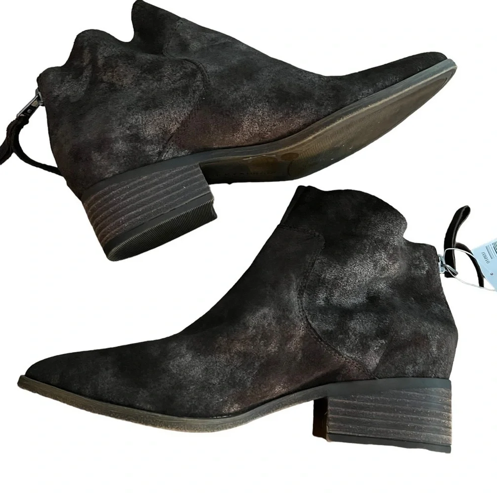 Lucky Brand Lahela Suede Booties Brown Metallic Size 6.5‎
